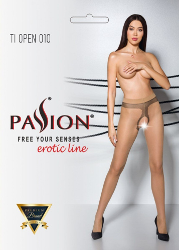 Passion Tiopen 010 - Колготки с открытым доступом, 1/2 (телесный)