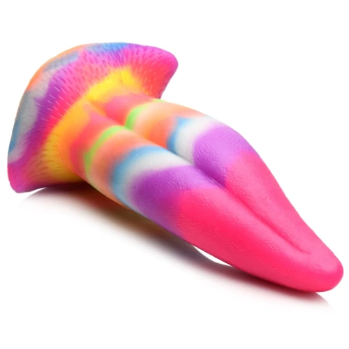 Creature Cocks Unicorn Kiss Glow-in-the-Dark Dildo - фантазийный светящийся в темноте фаллоимитатор язык Единорога,  21.3х5.8 см (радужный)
