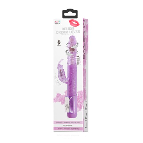 Deluxe Dream Lover Vibrator Purple With Bunny - вибратор кролик с вращением, толчками и вибрацией, 26х3 см