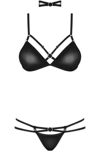 Obsessive 823-SET-1 - Сексуальный комплект из тонкой эко-кожи, L/XL (чёрный)