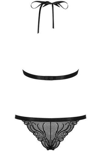 Obsessive 828-SET-1 - Кружевной эротический комплект, L/XL (чёрный)