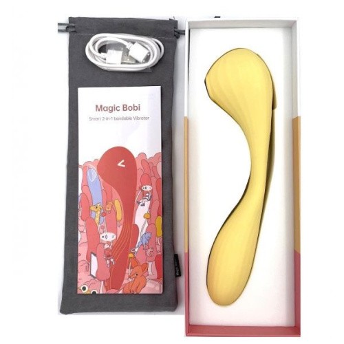 Magic Motion Bobi Yellow - вакуумный вагинально-клиторальный стимулятор с управлением со смартфона, 20х3.3 см (жёлтый)