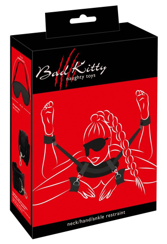 БДСМ набір для фіксації Bad Kitty Neck-Wrist-Ankle Res - купити в Україні | Секс шоп SEX-SHOP.ua