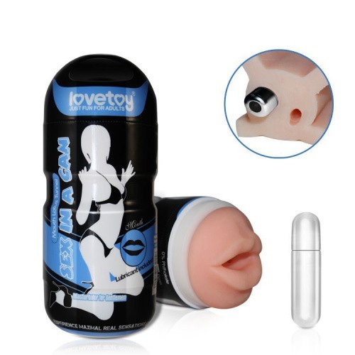Sex In A Can Mouth Lotus Tunnel Vibrating - мастурбатор ротик с вибрацией, 16х6.5 см (телесный)