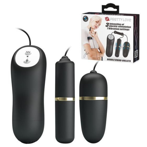 Pretty Love Electric Stimulation Double Vibro Bullet - віброкуля з віброяйцем та електростимуляцією - купити в Києві, Україні