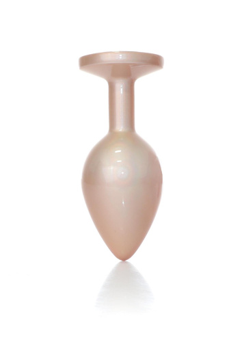 Анальная пробка с камнем B-Series Jewellery Pearl Gold Plug Clear, M