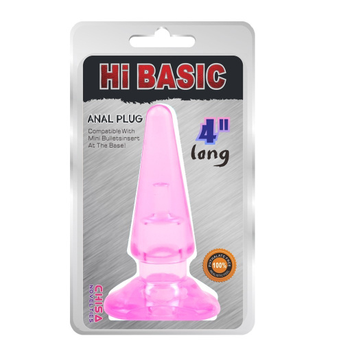 Hi-Basic Sassy Anal Plug 4" - Анальная пробка, 10,4 см (розовый)