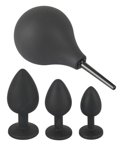 Orion Black Velvets Anal Kit - Набор для анальной стимуляции из 3 пробок и анального душа