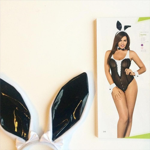 Obsessive Bunny body - Сексуальный костюм зайчика, XXL, (черный)