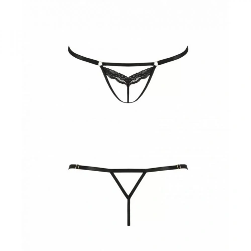 Passion Exclusive - SOLON THONG - Откровенные трусики-стрепы с кружевом, XXL/XXXL