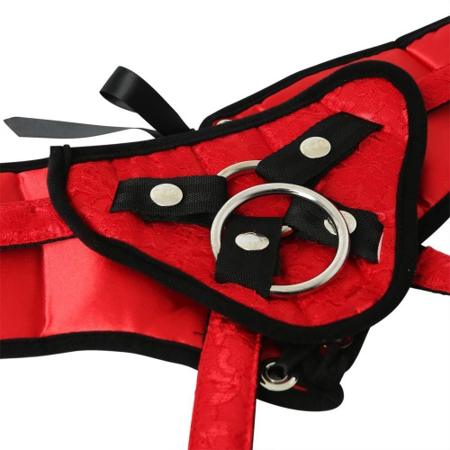 Sportsheets - Size Plus Red Lace Satin Corsette - Трусы для страпона