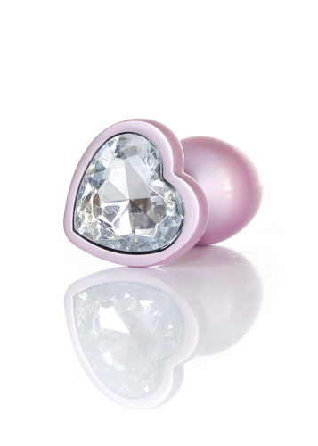 Анальная пробка с камнем B-Series Jewellery Pearl Pink Heart Plug, S