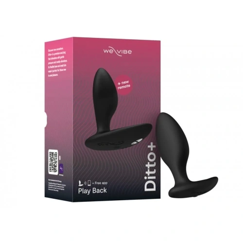 We-Vibe Ditto+ Satin Black + Лубрикант 50 мл - Анальний смарт-вібратор, 8,8 см (чорний) - купити в Києві, Україні
