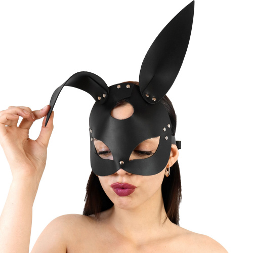 Кожаная маска Зайки Art of Sex - Bunny mask черная