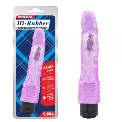 Hi-Rubber Dildo 8.8 " - Реалистичный мультискоростной вибратор, 21.7х4.1 см (фиолетовый)