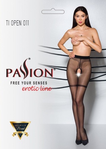Passion Tiopen 011 - Колготки с открытым доступом, 1/2 (чёрный)