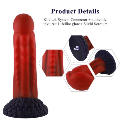 Фалоімітатор для секс-машин Hismith 8.35″ Curved Silicone Dildo Red Monster Series, система KlicLok - купити в Україні | Секс шоп SEX-SHOP.ua
