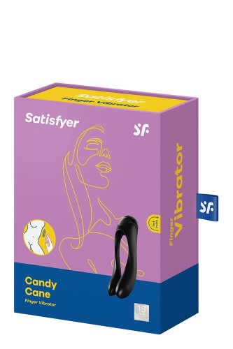 Satisfyer Candy Cane Black - Вибратор на палец, 11х3.5 см (чёрный)
