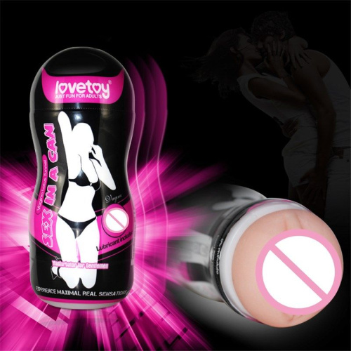 LoveToy Sex In A Can Vagina Lotus Tunnel - Мастурбатор-вагина, 16,5х6,5 см (телесный)