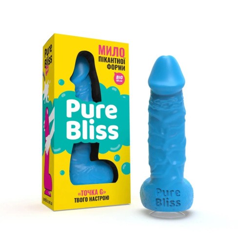 Pure Bliss Big - Крафтове мило-член з присоскою, 18х4.2 см (блакитний) - купити в Києві, Україні