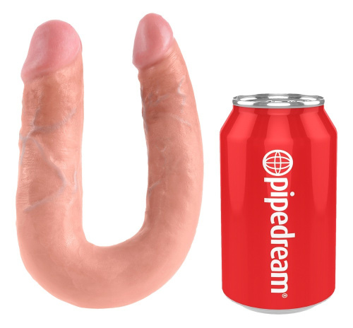 Pipedream Cock U-shape Double Trouble M - двойной фаллоимитатор, 34х3,3 см (телесный)