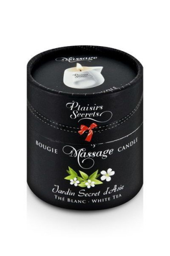 Plaisirs Secrets White Tea - Массажная свеча с ароматом белого чая в подарочной упаковке, 80 мл