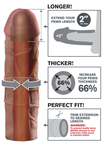 Pipedream FX Mega 2 Inch Extension - Удлиняющая насадка на пенис, +5 см (коричневый)
