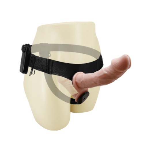 LyBaile - Ultra Passionate Harness Dual Vibration - Страпон с вибрацией, 17.5х4.5 см (телесный)