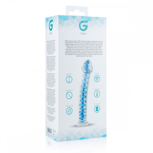 Gildo Glass Dildo No. 4 - Скляний фалоімітатор, 17,5 см (блакитний) - купити в Києві, Україні