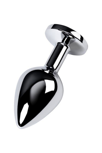 Toyfa Metal Silver anal plug - серебристая анальная пробка с камнем, 7.5х3.4 см (голубой)