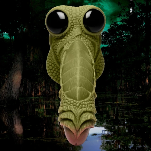 Creature Cocks Swamp Monster Green Scaly Silicone Dildo - фантазийный фаллоимитатор, 23.9х5 см (зелёный)