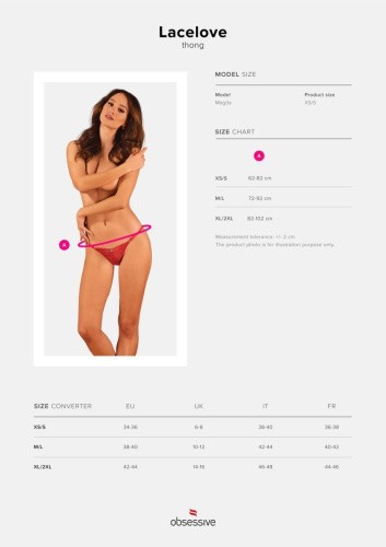 Obsessive Lacelove thong - кружевные эротические стринги, XL/XXL (красный)