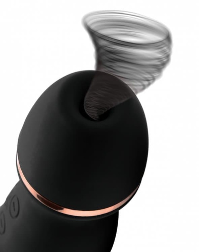 Shegasm Supreme 3 in 1 Silicone Suction Rabbit Vibe - Вибратор-кролик с вакуумной стимуляцией, 22.2х3.8 см (чёрный)