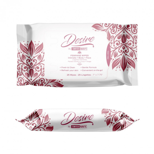 Desire by Swiss Navy Feminine Wipes - Женские очищающие салфетки для тела и лица, 25 шт