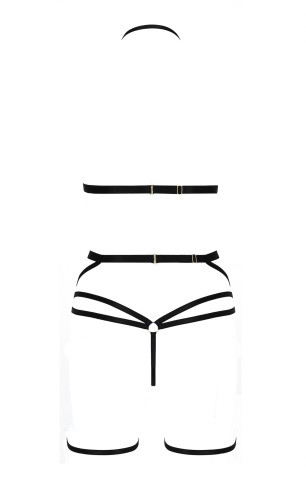 Passion Exclusive Morgan Set OpenBra комплект белья: трусики, лиф, пояс, L/XL (чёрный)