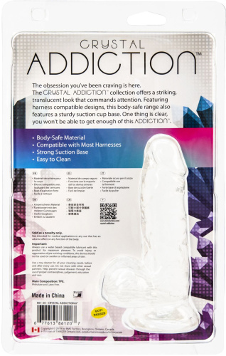 Addiction Crystal Clear Dildo with Balls  6" - Прозрачный фаллоимитатор с присоской, 10.1х3.8 см