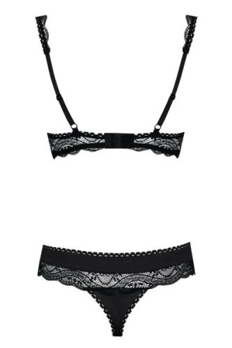 Obsessive Miamor set - эротический комплект с открытой грудью, L/XL (чёрный)