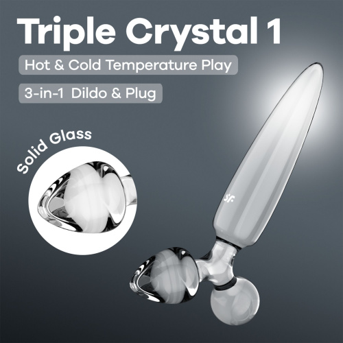 Тристоронній скляний дилдо Satisfyer Triple Crystal 1 Transparent - купити в Україні | Секс шоп SEX-SHOP.ua