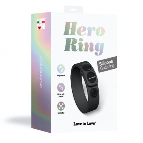 Love To Love Hero Ring Black Onyx - регулируемое эрекционное кольцо на кнопках, 3-6 см. (чёрное)
