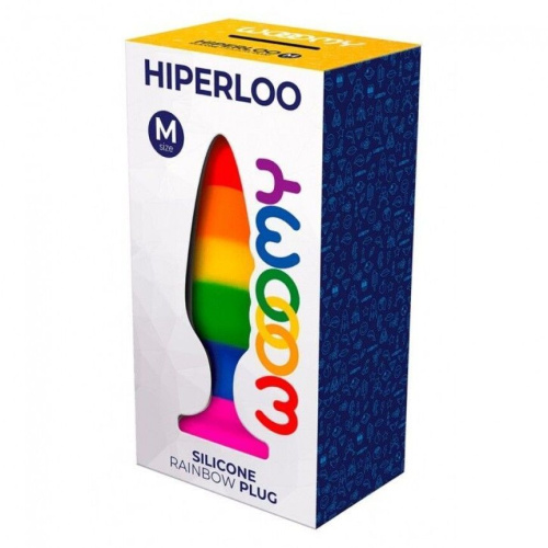 Wooomy Hiperloo Silicone Rainbow Plug M - Анальна пробка, 11х2.9 см - купити в Києві, Україні