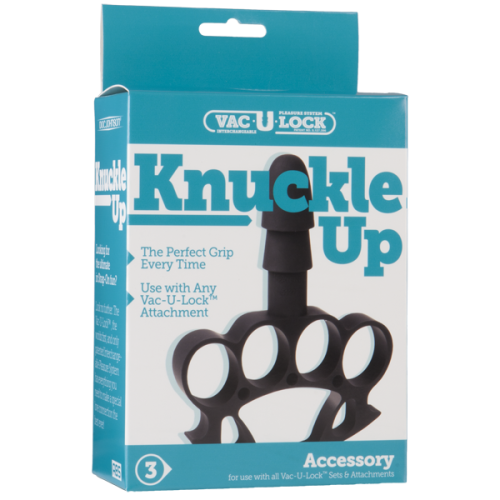 Doc Johnson Vac-U-Lock Knuckle Up - Держатель-кастет для игрушек с креплением, 15х7.5 (чёрный)