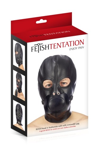 Fetish Tentation BDSM hood in leatherette with removable gag - Капюшон с кляпом для БДСМ