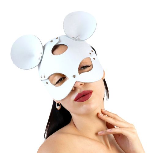 Кожаная маска мышки Art of Sex - Mouse Mask белая