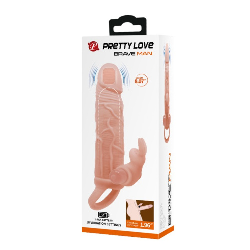 Удлиняющая насадка на пенис Pretty Love Brave Man Vibro Extension flesh