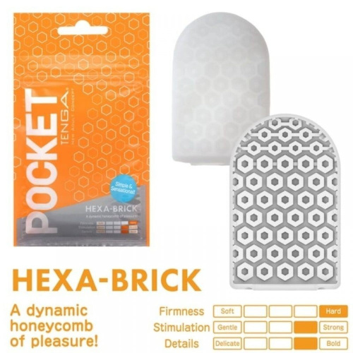 TENGA Pocket Hexa-Brick - Карманный мини-мастурбатор, 7.5х5.5 см (оранжевый)