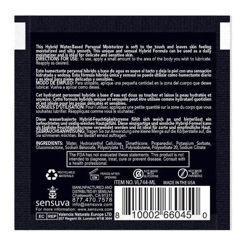 Sensuva - Hybrid Formula Caramel Apple - Пробник съедобной смазки, 6 мл. (карамельное яблоко)