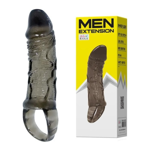 LyBaile Men Extension - Реалистичная насадка на пенис, 11.5х3.5 см (чёрный)