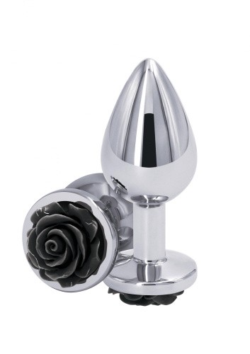 Ns Novelties - Rose Buttplug M - Анальная пробка, 7,5х3,5 см, (серебристая с черным)