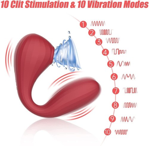 Magic Motion Bobi Red - вакуумный вагинально-клиторальный стимулятор с управлением со смартфона, 20х3.3 см (красный)