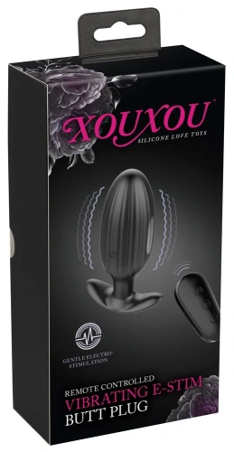 Orion XouXou Vibrating E-Stim Butt Plug - Анальная пробка с вибрацией и электростимуляцией, 9,2х3,5 см (черный)